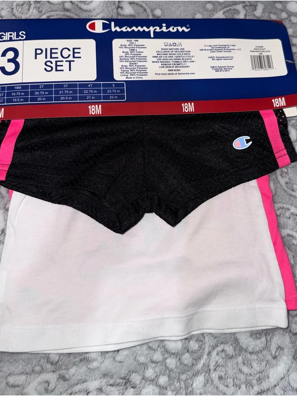Champion Girls 3-Piece Activewear Set Pink Black 18M NWT